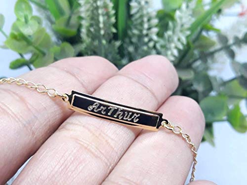 Pulseira Infantil Bebê Plaquinha Banhada a Ouro 18k Com O Nome Gravado