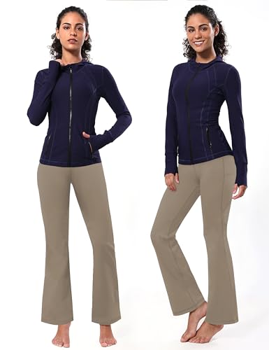 Image of BUBBLELIME 29 inch /31 inch /33 inch /35 inch /37 inch 3 Styles Women's High Waist Bootcut Yoga Pants Basic /Side Pockets Tummy Control Workout Flared