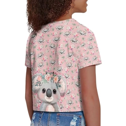 Image of Girl Crop Top Shirts for Summer Cute T Shirts Short Sleeve Tees for Kids 5-16