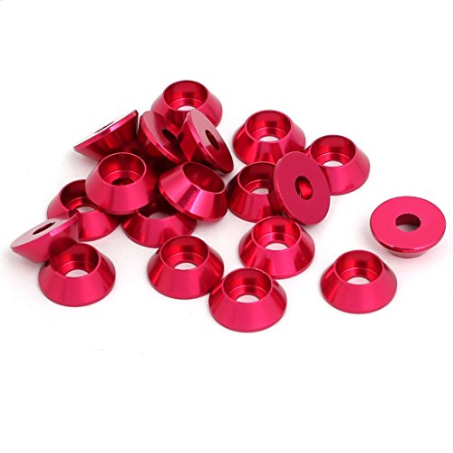 Aexit M3 Aluminium quality Parts Alloy Cone Shaped Round Cup fende-r Bumper Washer Pink 20pcs Model:49as189qo266