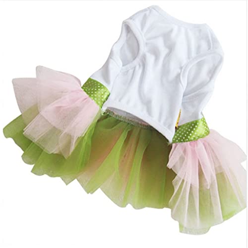 Houkai Skirt Dog Dress Princess Dress Lace Mesh Sleeveless Cute Clothing Tank Top Pet Dress (Color : D, Size : Lcode) #TOP3