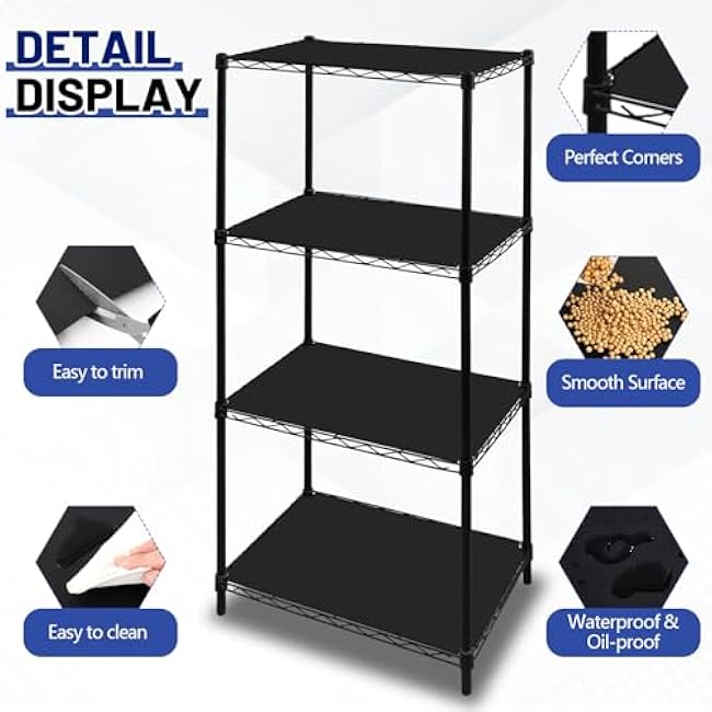 Sliner 8 Pack 14 x 36 Inch Wire Shelf Liner Black Plastic Waterproof Liners for Organizing Metal Rack Shelves, Kitchen Cabinets, Cupboard, Pantry