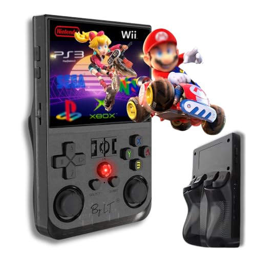 GameBox | Consola de juegos portátil +18.000 juegos de pantalla de alta resolución Full HD, memoria 128 GB ampliable, licencia Linux 2.0, WiFi, multiplayer + 4 Rear Triggers R1/L1 R2/L2, enchufe Jack