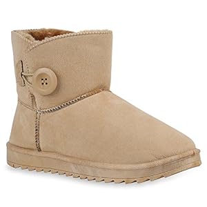 stiefelparadies Damen Schuhe Schlupfstiefel Warm Gefütterte Stiefeletten Profil Boots 152815 Creme Brooklyn 36 Flandell