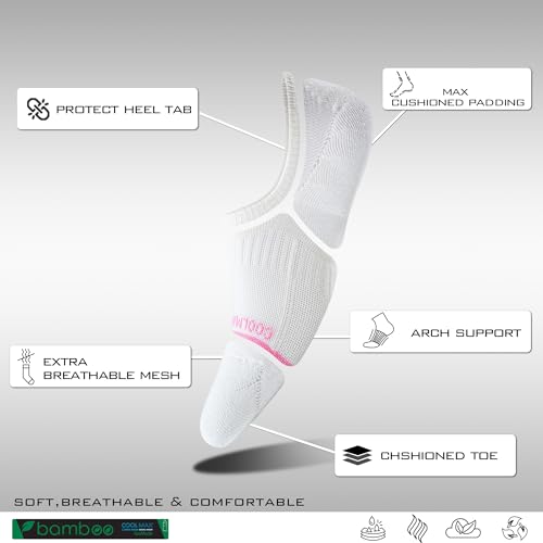 Image of BRISIRA Bamboo Viscose Coolmax Running Golf No Show Socks Women Compression Moisture Wicking Performance Low Cut Tab Athletic