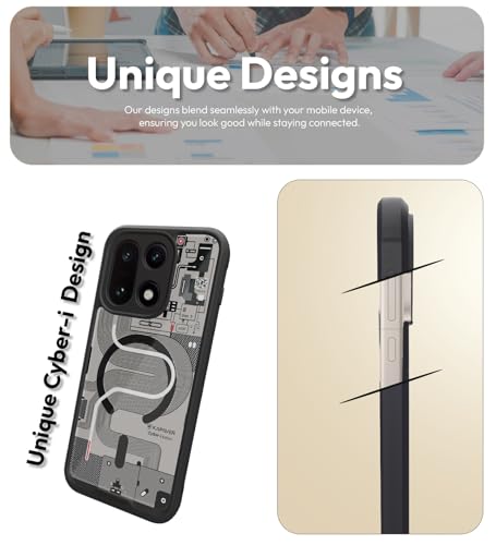 Image of KAPAVER Mag-X Sandstone Back Cover Case Compatible with MagSafe, Magnetic Case for OnePlus 15 (Mag-X Cyber-i Black)