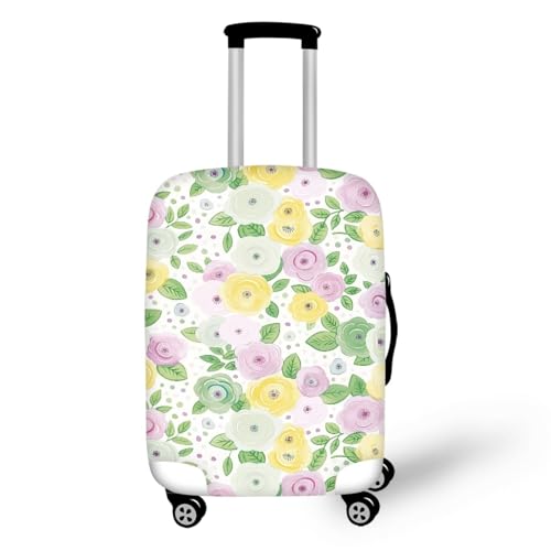 Housse de valise XL fleurs jaunes roses en spandex élastique
