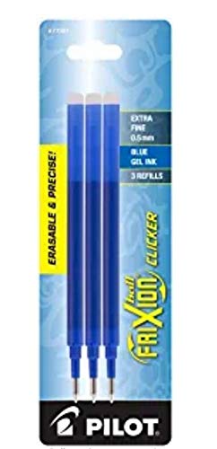 New (6) PILOT FriXion Gel Ink Refills for Erasable Pens, Extra Fine Point, Blue Ink, 3-Pack (77351)