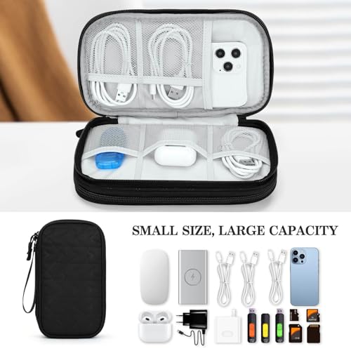 Image of FYY Electronic Organizer, Travel Cable Organizer Bag Pouch Electronic Accessories Carry Case Portable Waterproof Double Layers All-in-One Storage Bag for Cable, Cord, Charger, Phone, Pattern Black (M)
