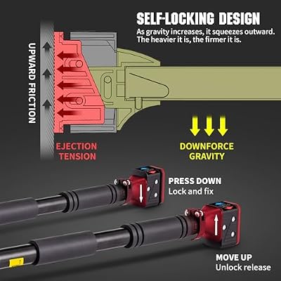 leikefitness Pull-Up Bar For Door Frame Chin Up Bar Upper Body Workout 28.3- 37.8 Adjustable Portable Training Pull-Up Bars without Screw - Adjustable Width Locking Mechanism