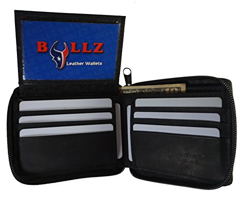 Mens Zip Around Bifold Wallet Safe By Bullz Wallet Secure Zipper Genuine Leather