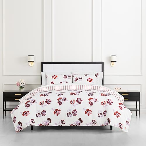 kate-spade-new-york-Fall-Poppies-FullQueen-Comforter-Set-300-Thread-Count-and-100-Cotton-All-Season-3-Piece-Reversible-Bedding-Set-Machine-Washable-White-and-Garnet kate spade new york Fall Poppies FullQueen Comforter Set 300 Thread Count and 100 Cotton All Season 3 Piece Reversible Bedding Set Machine Washable White and Garnet