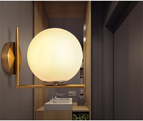 Avanthika E27 Modern Vintage Wall Sconces Rustic Country Mounted Wall Bedroom Stair Lamps Wall Lights The Bedrooms are Study The Head of The Corridor Iron Plated Glass Orbs Led Wall Lamp