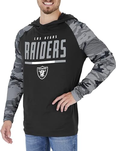 Zubaz Officially Licensed Men's NFL Team Color Hoodie with Team Camo Sleeves, Las Vegas Raiders, Size Large
