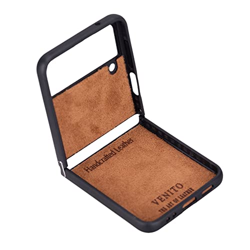Venito Lucca Leather Case Compatible With Samsung Galaxy Z Flip 4 (6.7 Inches) – Extra Secure With Padded Back Cover (Coffee Brown) #TOP1