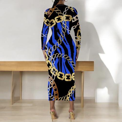 Fall Winter Dresses for Women Casual Long Sleeve Round Neck Sexy Bodycon Elegant Trendy Maxi Party Club Wedding Guest Dresses 6