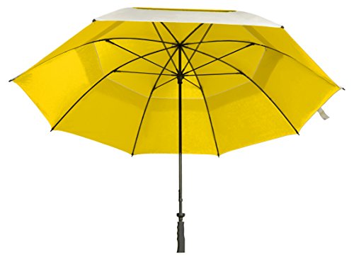 Suntek 68” Reflective UV Protection Windcheater Umbrella with Vented Double Canopy (Silver/Yellow) - Thumbnail 2