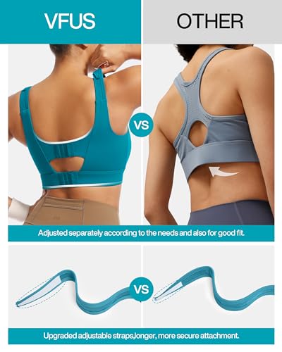 Image of Adjustable High Impact Sports Bras for Women Zip Front Full Coverage and Lift Padded Compression Tops