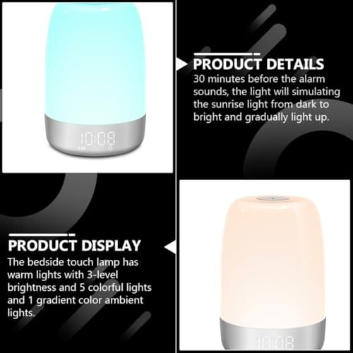Réveil LED à luminosité réglable et veilleuse tactile UKCOCO - 7