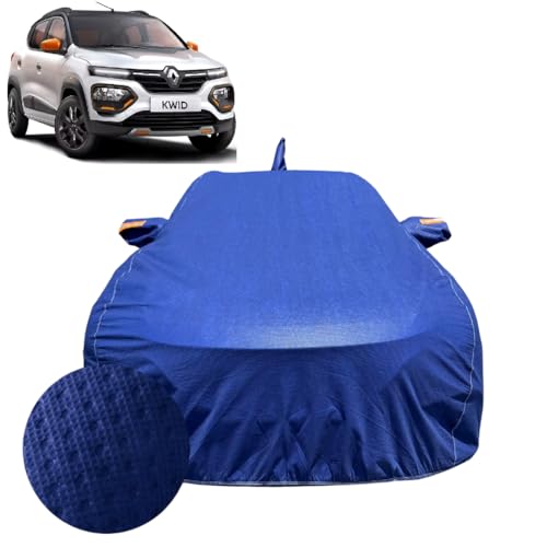 Image of Car Cover for Renault Kwid (2015-2026) |100% Waterproof Cover with Antenna & Reflective Mirror Pockets | Dustproof, Scratchproof, Heatproof Kwid Car Cover |Soft Cotton Lining| Blue