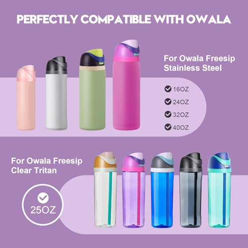Replacement Lid for Owala Freesip, Compatible with Owala Cup 16oz 24oz 32oz 40oz, One Button Water Bottle Top Lid Replacement Accessory, Leakproof, BPA-Free (Purple Pink)