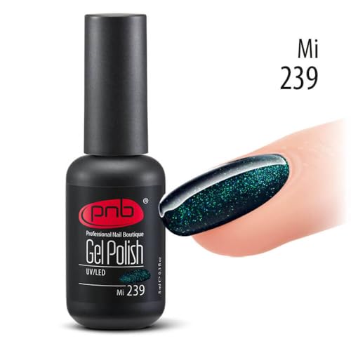 Esmalte en gel PNB Mi green glitter 8ML miniatura 2