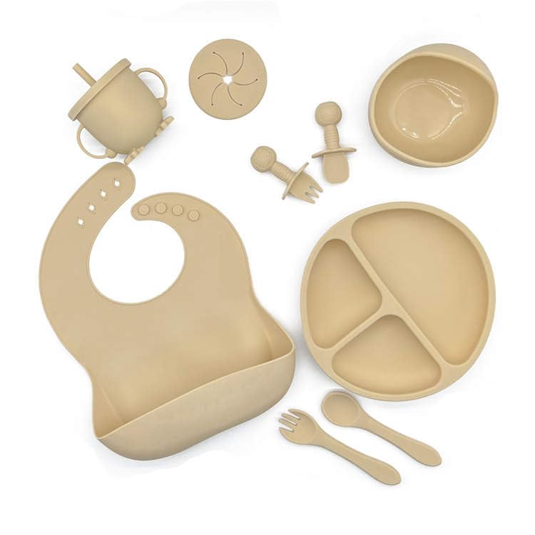 Image of Silicone Baby Feeding Set | 10 Piece Baby Led Weaning Supplies | Toddler Plates Bowls Set with suction | Self Feeding Spoons | Plates for Baby Utensils | Toddler Feeding Supplies