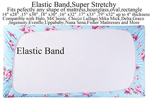 Floral Bassinet Sheet Set 3 Pack Jersey Knit Ultra Soft Stretchy Compatible With Halo,Graco,Dream On Me,Miclassic,Chicco Lullago,Delta,4Moms,Mika Micky Mattress And More For Baby Girl Boy Blue #TOP3