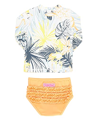Image of RuffleButts Baby /Toddler Girls Rash Guard 2-Piece Swimsuit Set - Long Sleeve Bikini with UPF 50+ Sun Protection