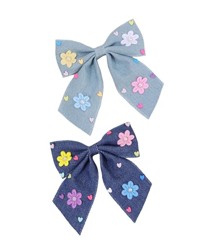 Pinzas para cabello moño de mezclilla azul 2 piezas miniatura 1