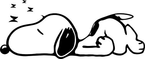 Apollo's Products 33.5 X 14 Inches - Snoopy Sleeping Cartoon Wall Vinyl Decor Decals (Black)
