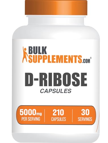 BulkSupplements.com D-Ribose Capsules - Ribose Supplement for Energy Support - Gluten Free 7 Capsules per Serving (5000mg) 210 Count (Pack of 1)