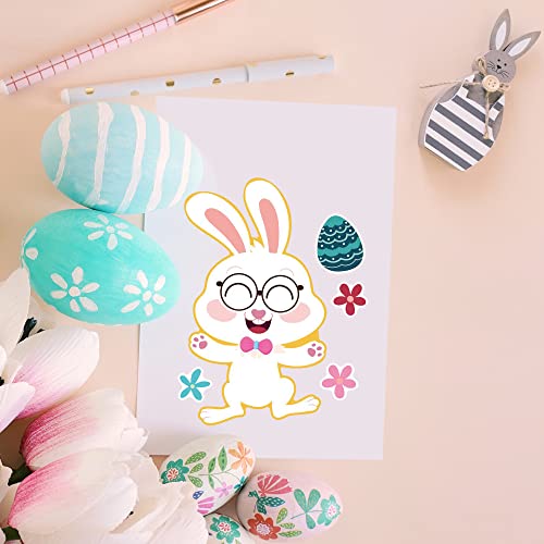 Easter Stickers-Happy Easter Egg Bunny Sticker, Round Waterproof Holiday Sticker For Kids, Easter Decorations Wall Window Party Bag Supplies Gift(12 Sheets) #TOP4