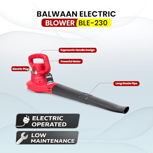 Image of Balwaan Krishi Heavy Duty Electric Leaf Blower Machine 0.9 Kw | 300 km /h High-Speed Air Blower | Ideal for Leaf Blowing & Dust Cleaning | BLE-230