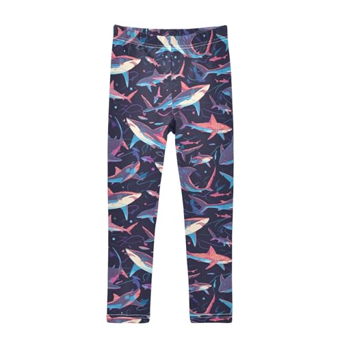 Sharks Girls' Leggings Toddler Doodles Swimming Kids Yoga Pants Dance Active Tights 4T