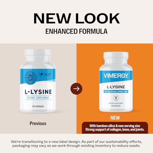 Image of Vimergy L-Lysine - Promotes Healthy Skin, Hair & Nails* - Supports Healthy Metabolism* - Vegan, Non-GMO & Gluten-Free - 90 Capsules (Pack of 2)