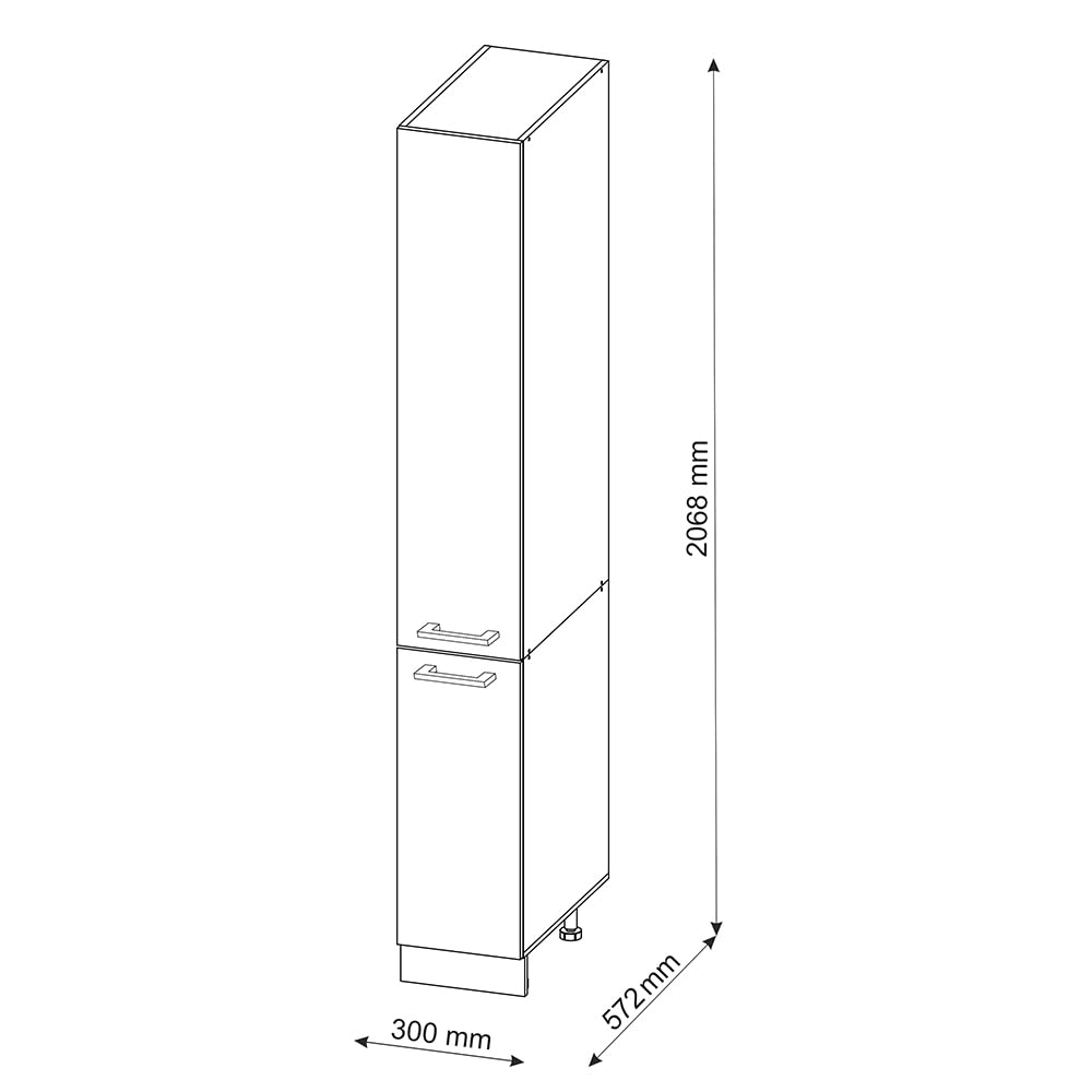 Vicco Hochschrank R-Line, Weiß Hochglanz, 30 cm