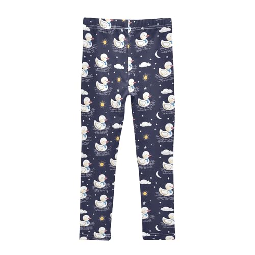 Cute Duck Cloud Sun Pattern Girls Leggings Kids Yoga Pants Athletic Tights Pants 4-10 Years2
