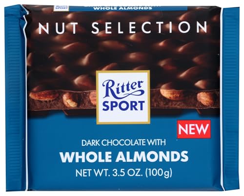 RITTER CHOCOLATE Whole Almond Dark Chocolate Bar, 100 GR