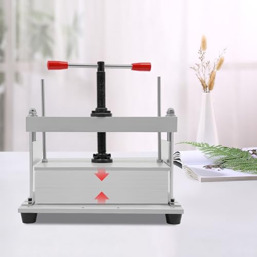 Prensa de papel manual A4/A3 | Máquina de prensado plano de acero con impresión 1,5T para facturas, recibos, billetes y encuadernación | Prensa de encuadernación blanca (36,5 x 21,5 cm) | Requiere