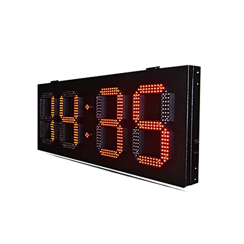 Cronómetro digital portátil para gimnasio y exterior, resistente a la intemperie, pantalla LED de 10 pulgadas en verde, formato 88.88, muestra hora y temperatura miniatura 4