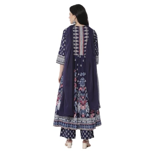 Image of BIBA Women Cotton Anarkali Printed Suit Set