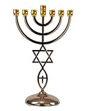 Jewish Messianic Gold Silver Temple Menorah 8.5 inches Tall