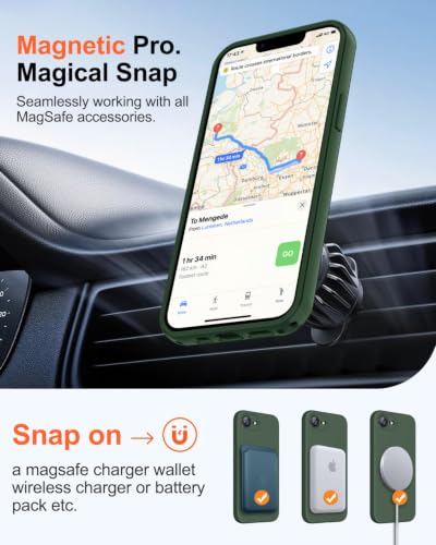 Image of Magnetic for iPhone 17e Case /iPhone 16e Case,Shockproof Matte Case,Green | with Screen Protector,Compatible with MagSafe,Military Grade Drop Protection,Full Camera Protection,Non-Slip Design Cover