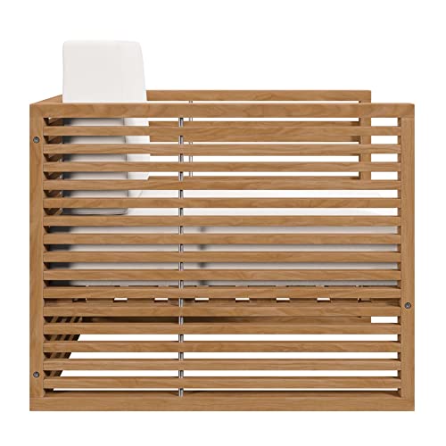 Modway Carlsbad 3-Piece Teak Wood Outdoor Patio Set In Natural/White #TOP2