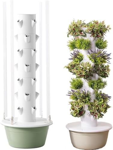 Vertical Hydroponic Grow Tower - 5-Layer Hydroponic System with Integrated LED Light for Home Gardening - Perfect for Growing Fruits & Vegetables Indoors