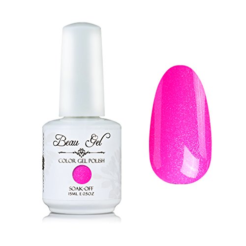 Beau Gel UV LED Soak Off Nail Gel Polish Bling Color Nail Art Decor Long Lasting Nail Lacquer 15ml Pearl Hot Pink (252)