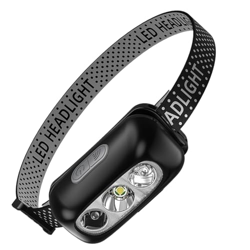 Xiixuuj Linterna frontal LED, recargable, 3 modos, impermeable, sensor de movimiento, para acampar al aire libre, senderismo, ciclismo, , correr, reparar