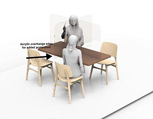 Acrylic Table Divider Sneeze Guard by StaSafe | Divides Rectangular Tables Into Safer Sections | Available in 3 Sizes | Safety Screen for Schools and Office Spaces (Table Size: 60