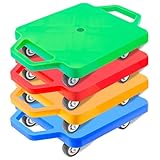 Contenu du pack: Vous recevrez 4 planches à roulettes en plastique avec poignées, en 4 couleurs vives: bleu, jaune, vert et rouge. Sont également inclus: 16 roulettes, 64 vis et 1 tournevis pour un montage facile. Chaque planche mesure environ 28,5 × 28,5 × 9 cm une fois assemblée, une taille adaptée pour un enfant